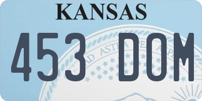 KS license plate 453DOM