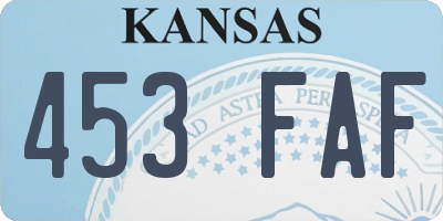 KS license plate 453FAF