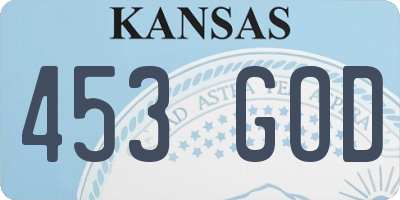 KS license plate 453GOD
