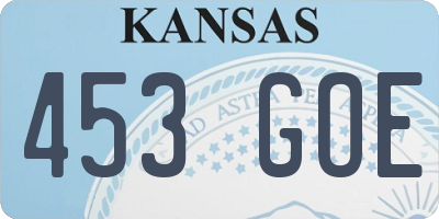 KS license plate 453GOE