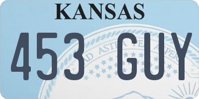 KS license plate 453GUY