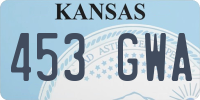 KS license plate 453GWA