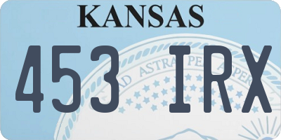 KS license plate 453IRX