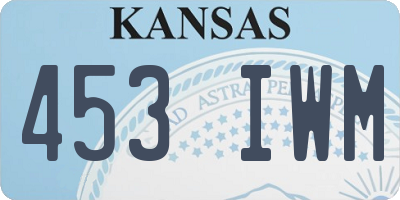 KS license plate 453IWM