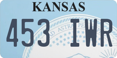 KS license plate 453IWR