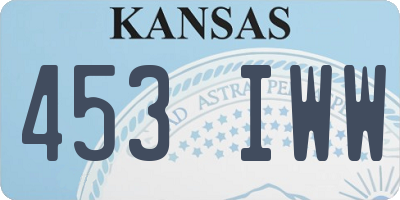 KS license plate 453IWW