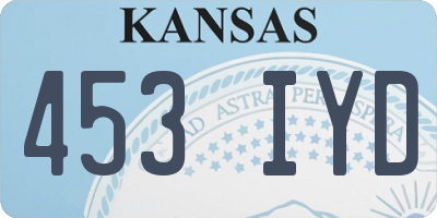 KS license plate 453IYD