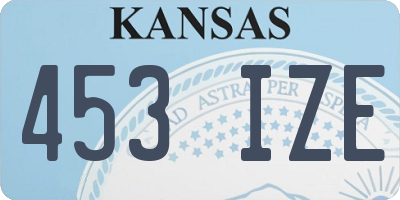 KS license plate 453IZE
