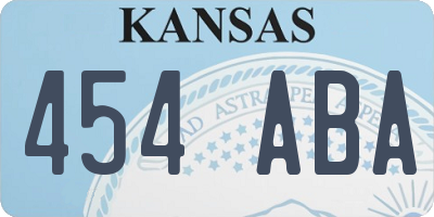KS license plate 454ABA