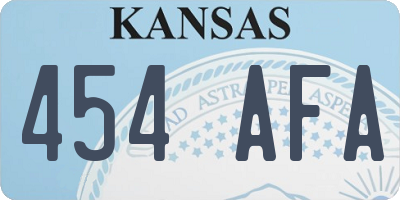 KS license plate 454AFA