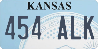 KS license plate 454ALK