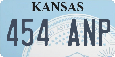 KS license plate 454ANP