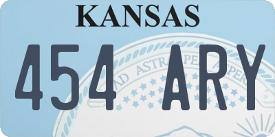 KS license plate 454ARY