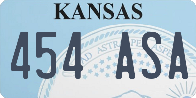 KS license plate 454ASA