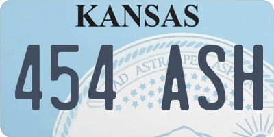 KS license plate 454ASH