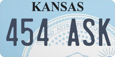 KS license plate 454ASK