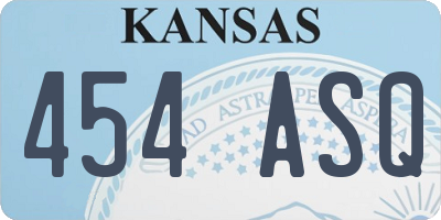 KS license plate 454ASQ