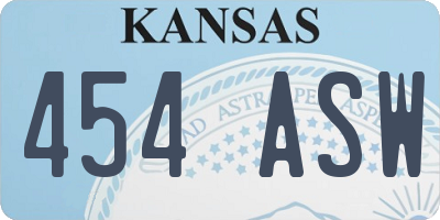 KS license plate 454ASW