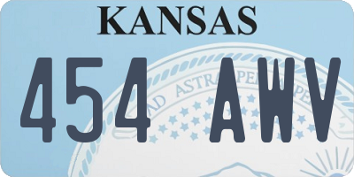 KS license plate 454AWV
