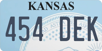 KS license plate 454DEK