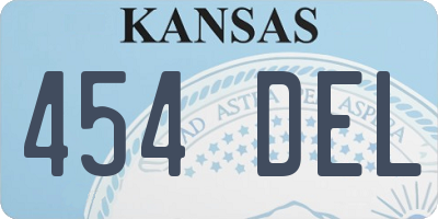KS license plate 454DEL