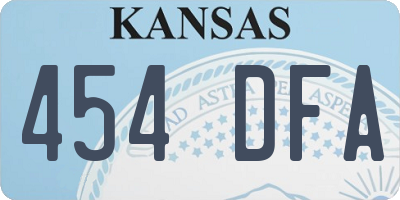 KS license plate 454DFA