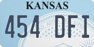 KS license plate 454DFI