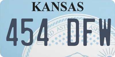 KS license plate 454DFW