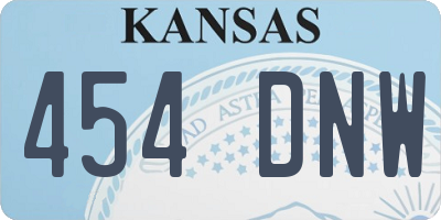 KS license plate 454DNW