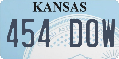 KS license plate 454DOW