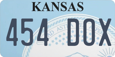 KS license plate 454DOX