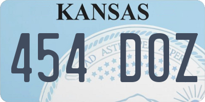 KS license plate 454DOZ