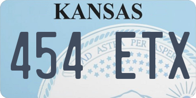 KS license plate 454ETX