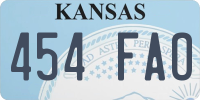 KS license plate 454FAO