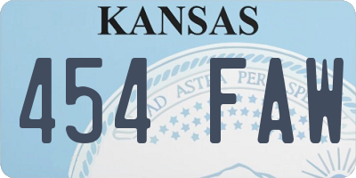 KS license plate 454FAW