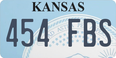 KS license plate 454FBS