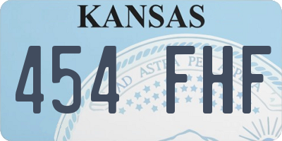 KS license plate 454FHF