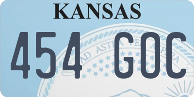 KS license plate 454GOC