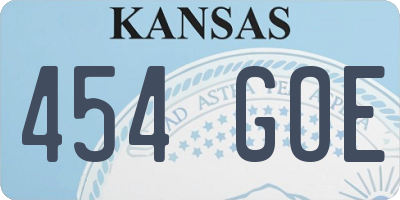 KS license plate 454GOE