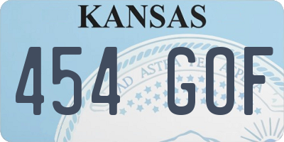 KS license plate 454GOF