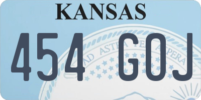 KS license plate 454GOJ