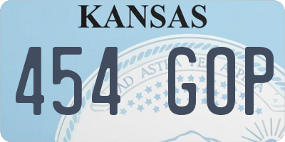 KS license plate 454GOP