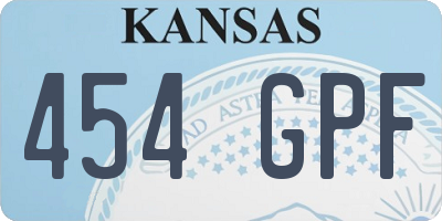 KS license plate 454GPF