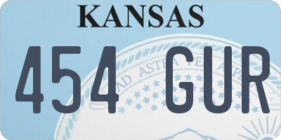 KS license plate 454GUR