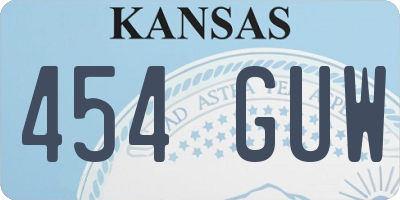 KS license plate 454GUW