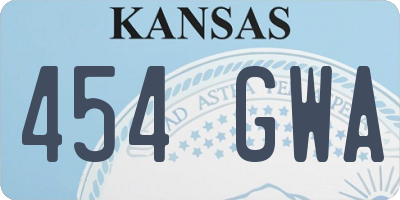 KS license plate 454GWA