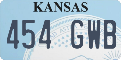 KS license plate 454GWB