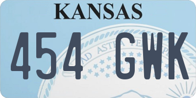 KS license plate 454GWK