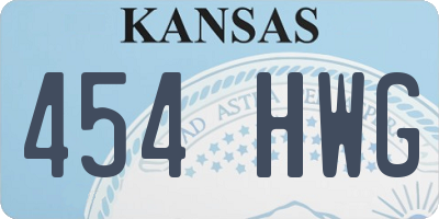 KS license plate 454HWG