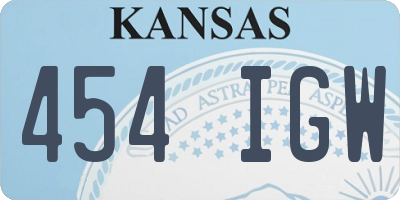 KS license plate 454IGW
